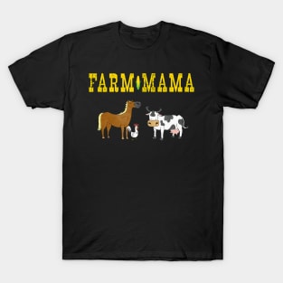 Farm Mama Cute Barnyard Animals Horse Cow Chicken Farmer Mom T-Shirt